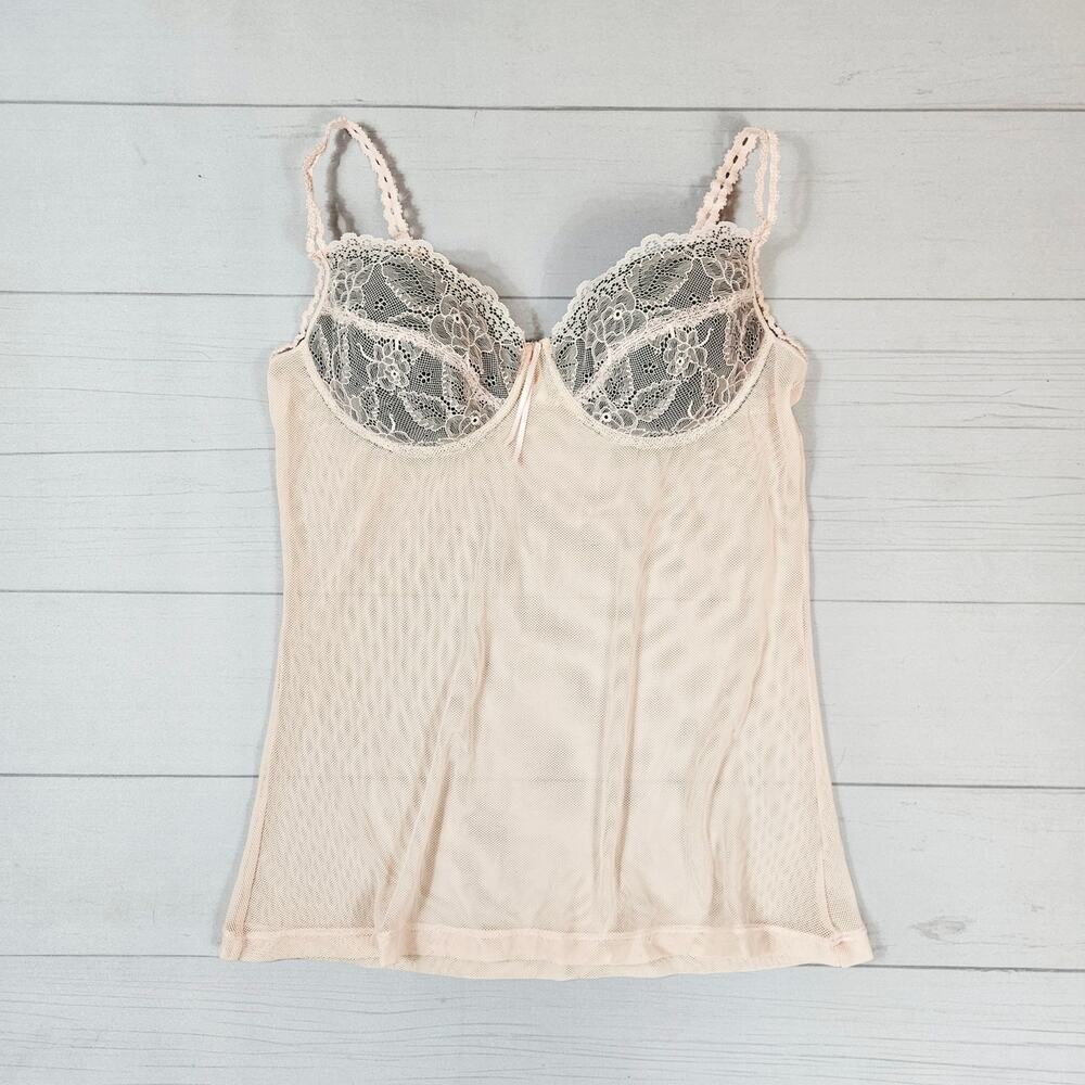 Coquette Babydoll Lengiere Top Cami Pink Black - Medium